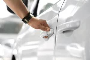 close up new car door